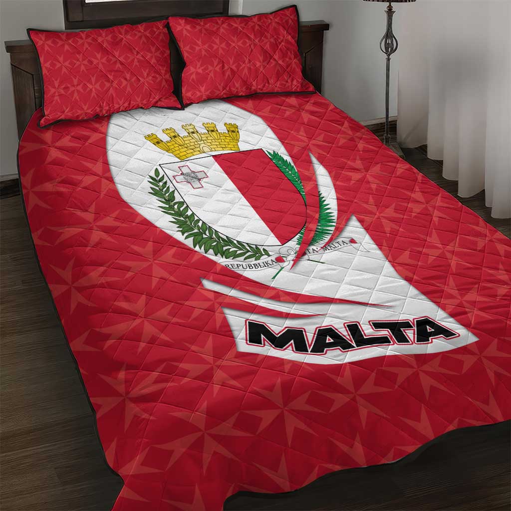 Malta Quilt Bed Set with Red White Swirl Design - Wonder Print Shop