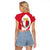 Malta Raglan Cropped T Shirt with Red White Swirl Design - Wonder Print Shop
