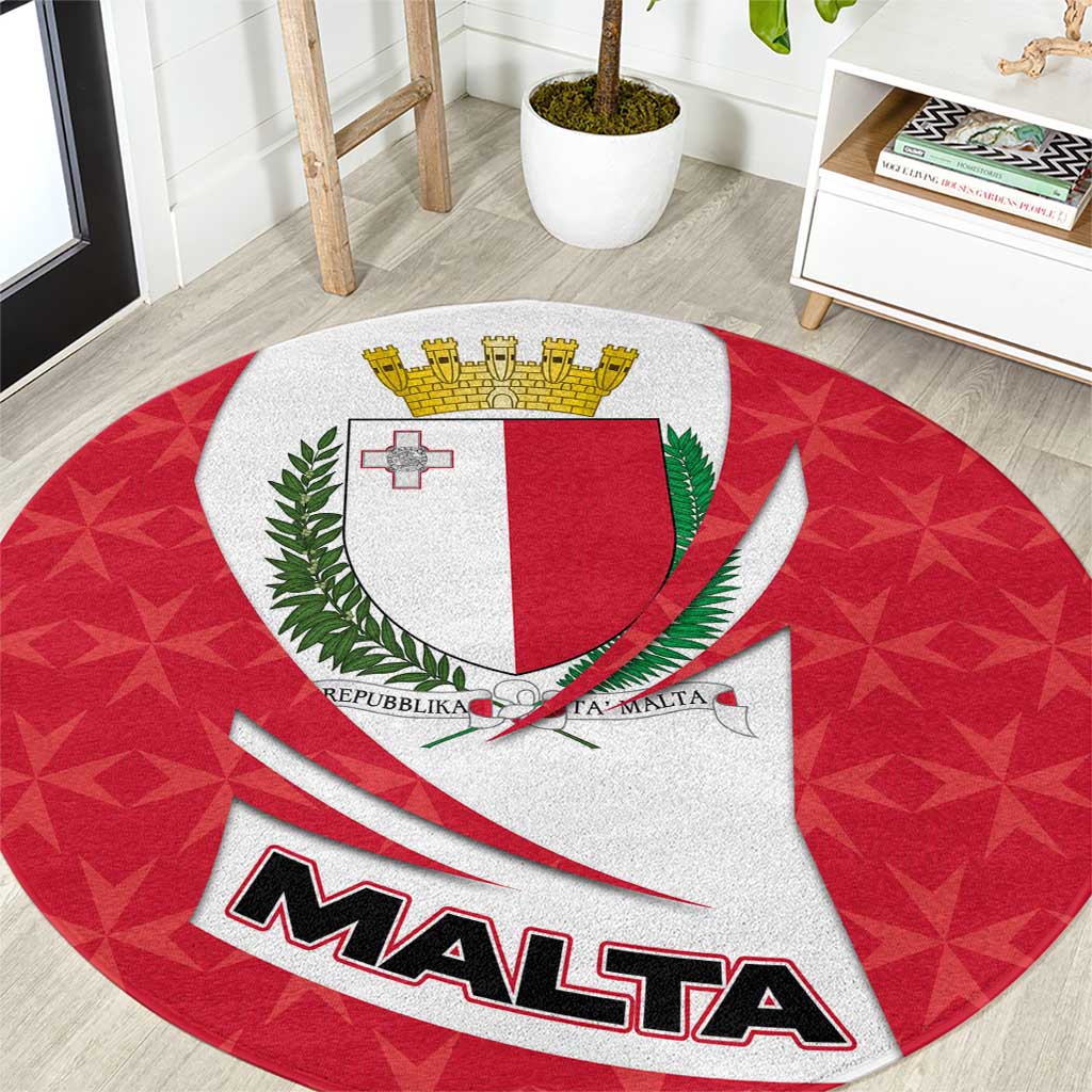 Malta Round Carpet with Red White Swirl Design - Wonder Print Shop
