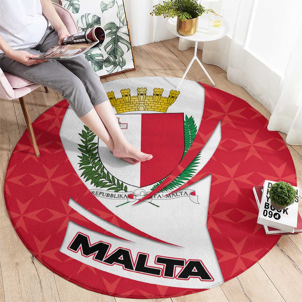 Malta Round Carpet with Red White Swirl Design - Wonder Print Shop