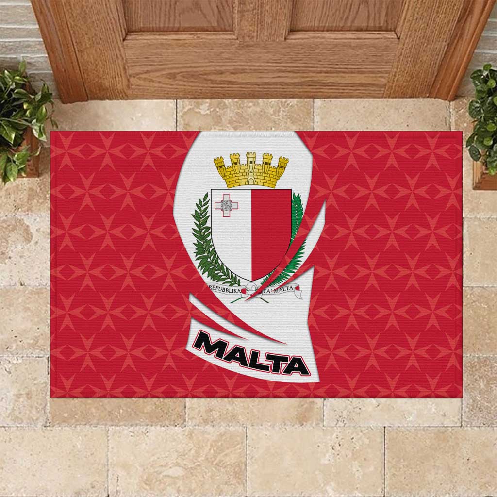 Malta Rubber Doormat with Red White Swirl Design - Wonder Print Shop