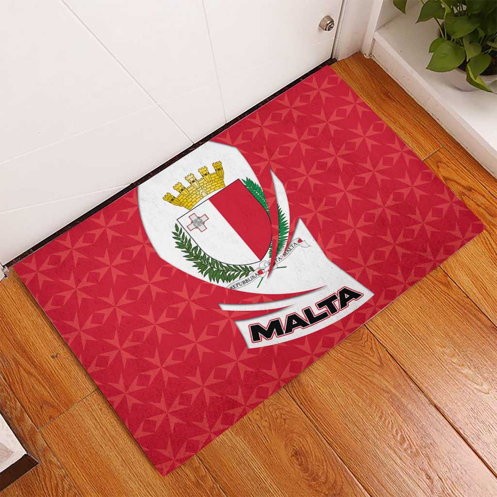 Malta Rubber Doormat with Red White Swirl Design - Wonder Print Shop
