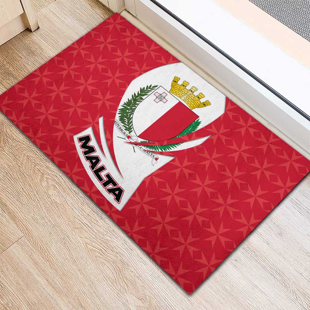 Malta Rubber Doormat with Red White Swirl Design - Wonder Print Shop