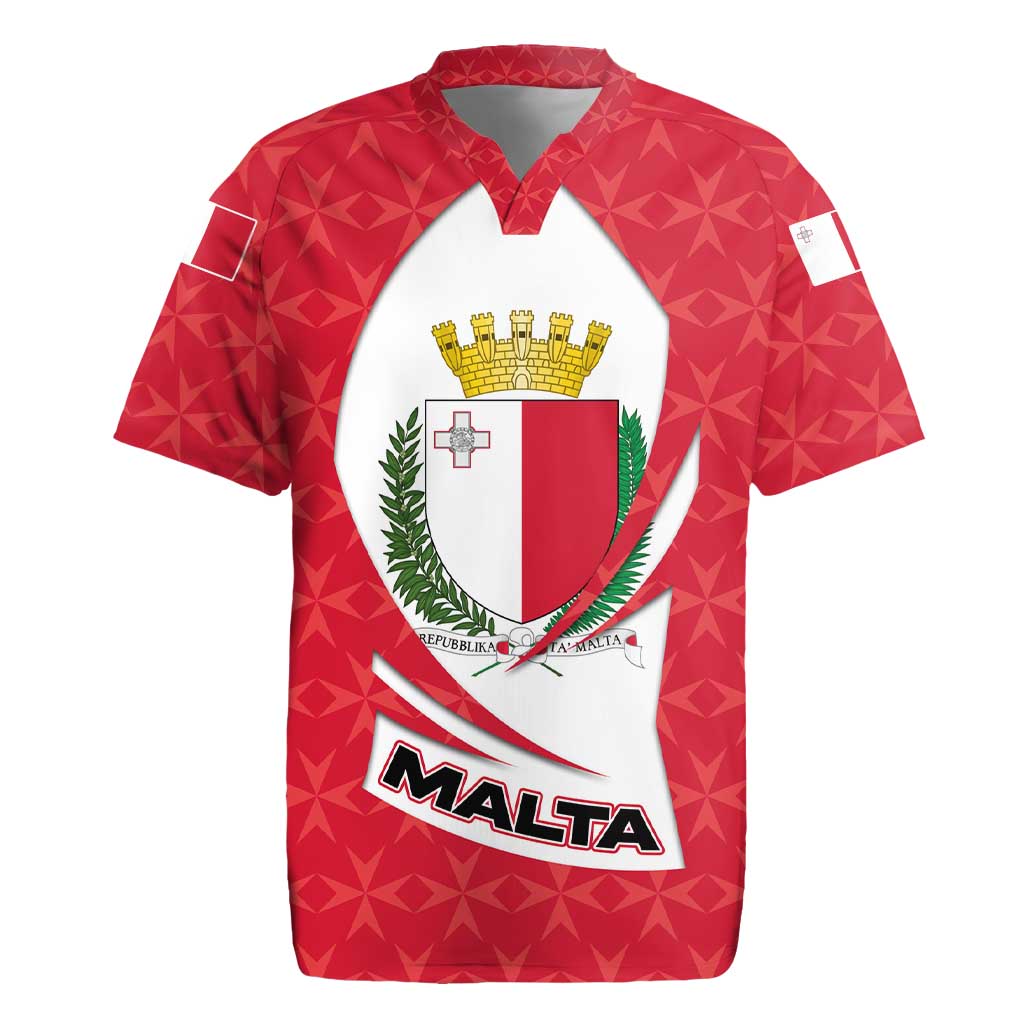 Malta Rugby Jersey with Red White Swirl Design - Wonder Print Shop