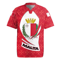 Malta Rugby Jersey with Red White Swirl Design - Wonder Print Shop
