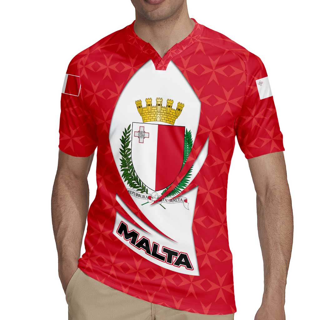 Malta Rugby Jersey with Red White Swirl Design - Wonder Print Shop