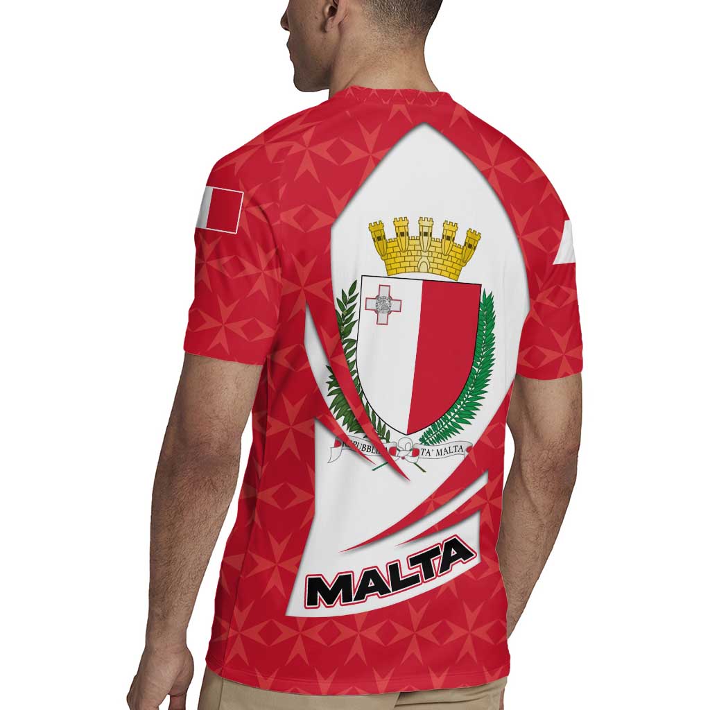 Malta Rugby Jersey with Red White Swirl Design - Wonder Print Shop