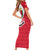 Malta Short Sleeve Bodycon Dress with Red White Swirl Design - Wonder Print Shop