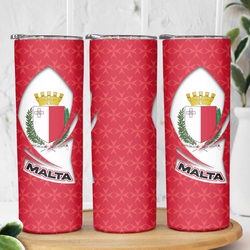 Malta Skinny Tumbler with Red White Swirl Design - Wonder Print Shop