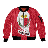 Malta Sleeve Zip Bomber Jacket with Red White Swirl Design - Wonder Print Shop