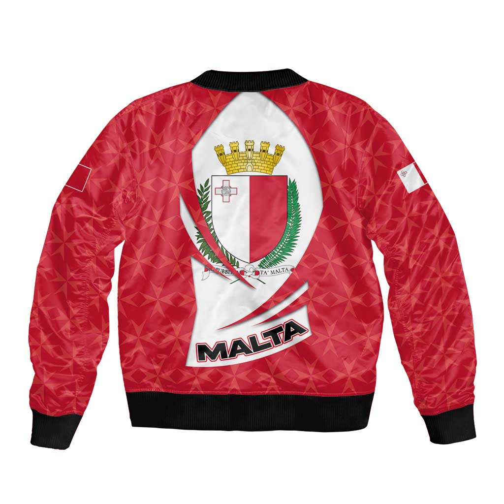 Malta Sleeve Zip Bomber Jacket with Red White Swirl Design - Wonder Print Shop