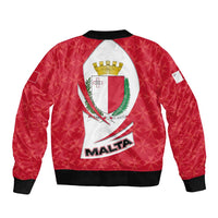 Malta Sleeve Zip Bomber Jacket with Red White Swirl Design - Wonder Print Shop