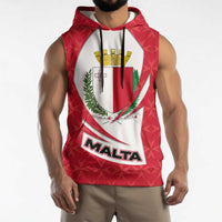 Malta Sleeveless Hoodie with Red White Swirl Design - Wonder Print Shop