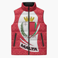 Malta Sleeveless Puffer Jacket with Red White Swirl Design - Wonder Print Shop