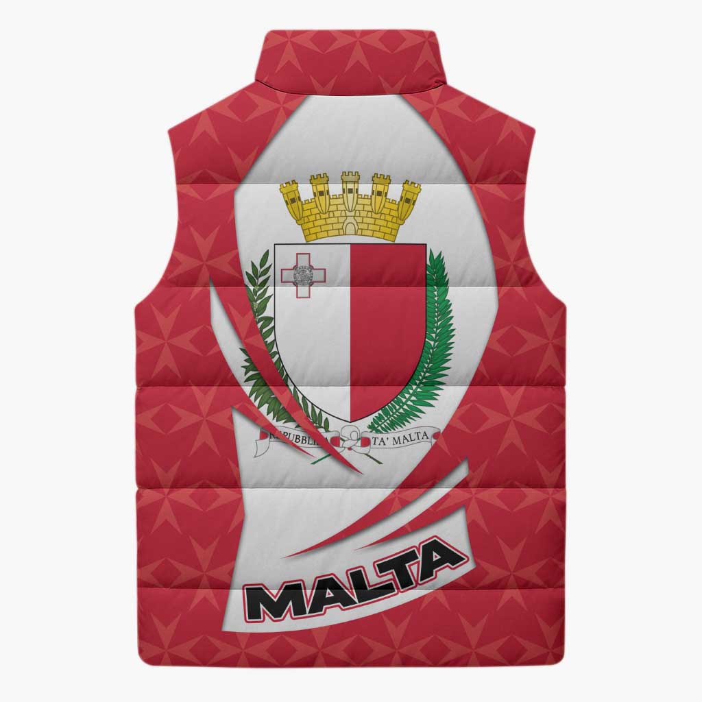 Malta Sleeveless Puffer Jacket with Red White Swirl Design - Wonder Print Shop