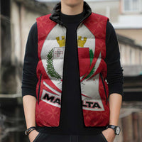 Malta Sleeveless Puffer Jacket with Red White Swirl Design - Wonder Print Shop