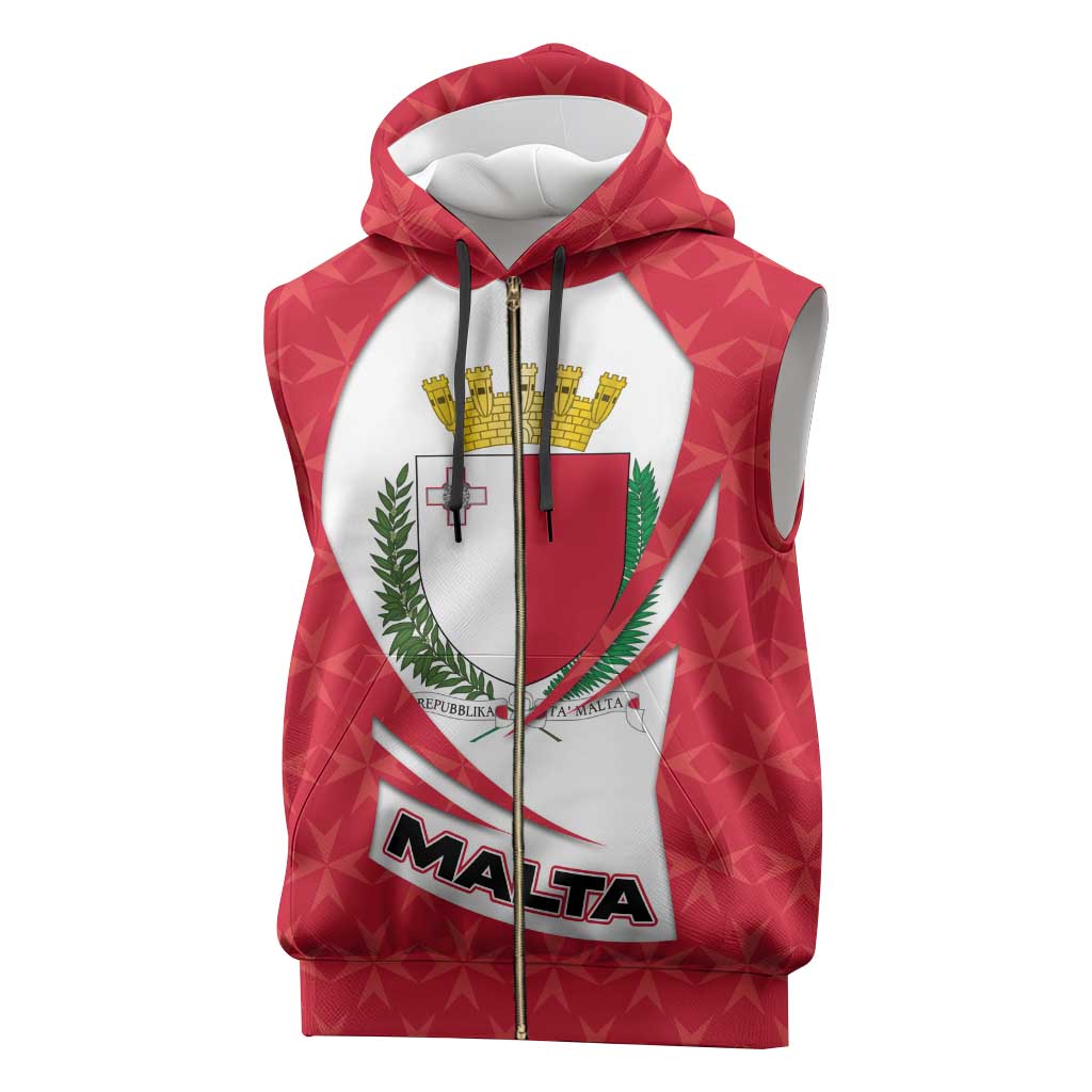 Malta Sleeveless Zip Hoodie with Red White Swirl Design - Wonder Print Shop