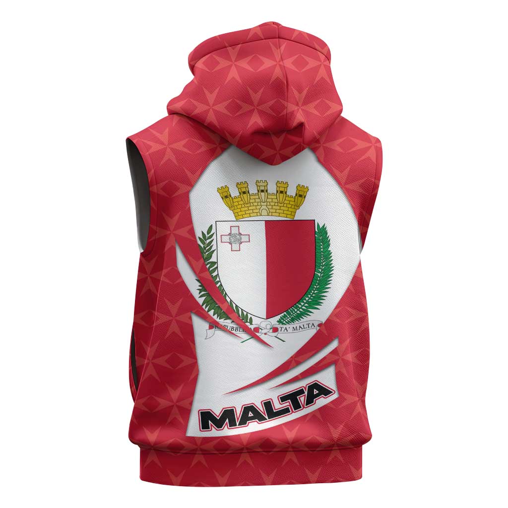 Malta Sleeveless Zip Hoodie with Red White Swirl Design - Wonder Print Shop