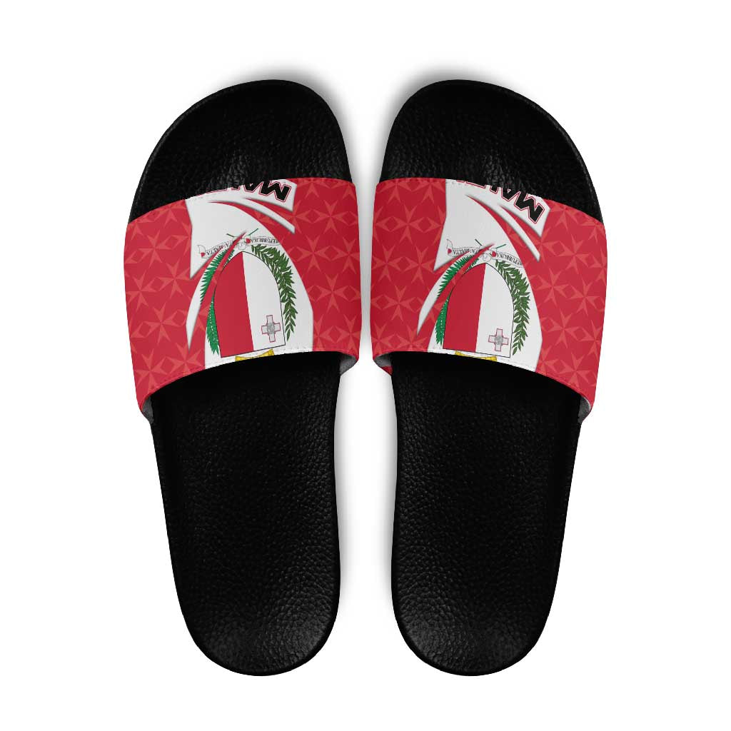 Malta Slide Sandals with Red White Swirl Design - Wonder Print Shop