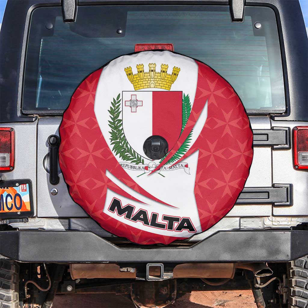 Malta Spare Tire Cover with Red White Swirl Design - Wonder Print Shop