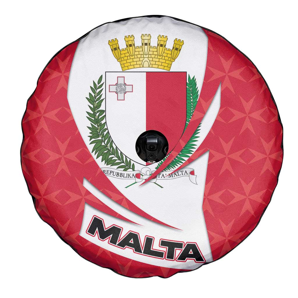 Malta Spare Tire Cover with Red White Swirl Design - Wonder Print Shop