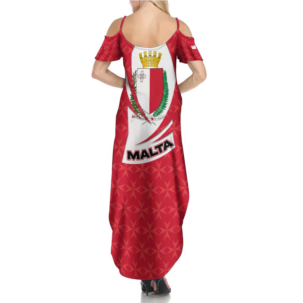 Malta Summer Maxi Dress with Red White Swirl Design - Wonder Print Shop