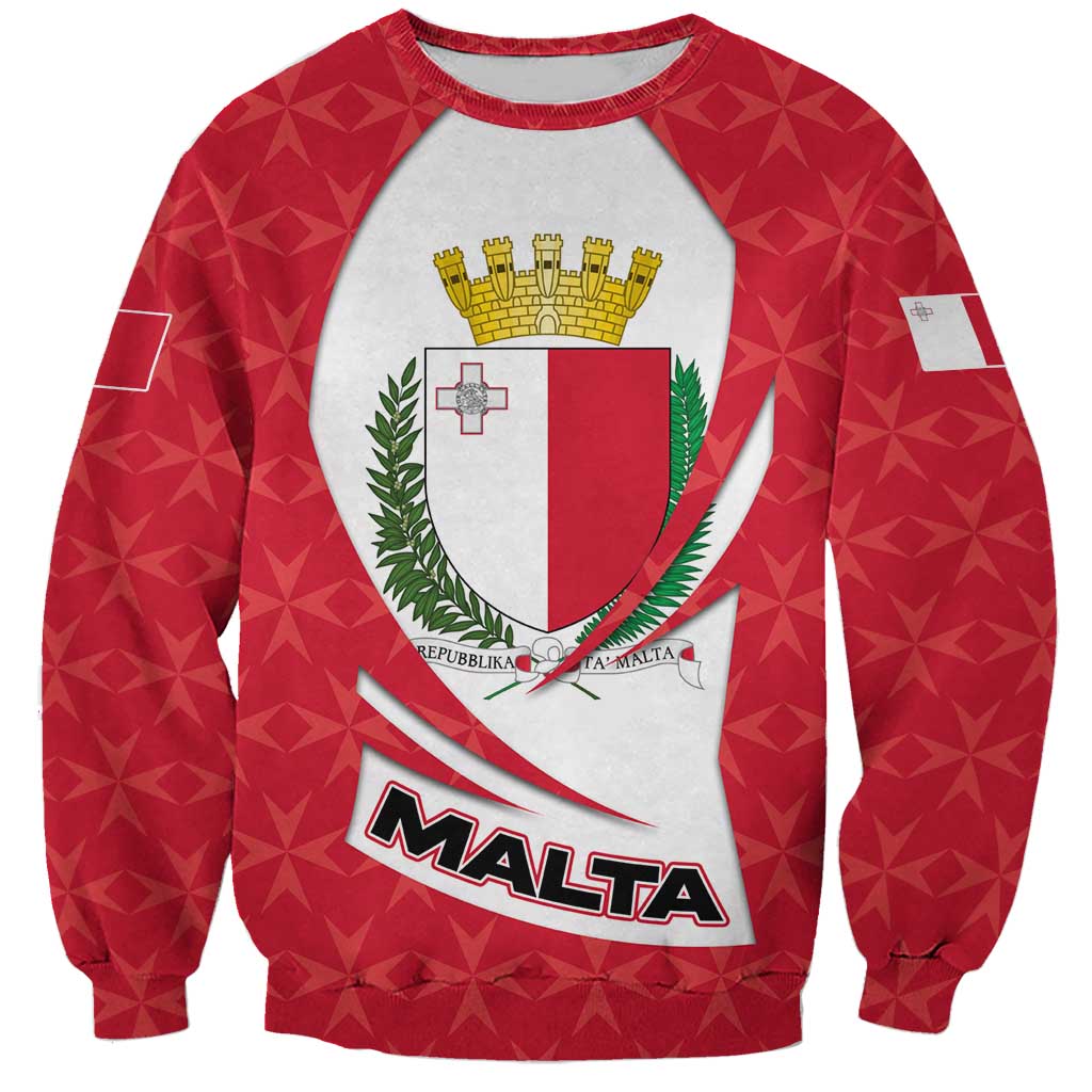 Malta Sweatshirt with Red White Swirl Design - Wonder Print Shop