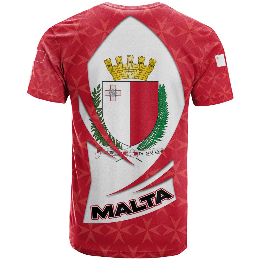 Malta T Shirt with Red White Swirl Design - Wonder Print Shop