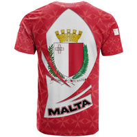 Malta T Shirt with Red White Swirl Design - Wonder Print Shop