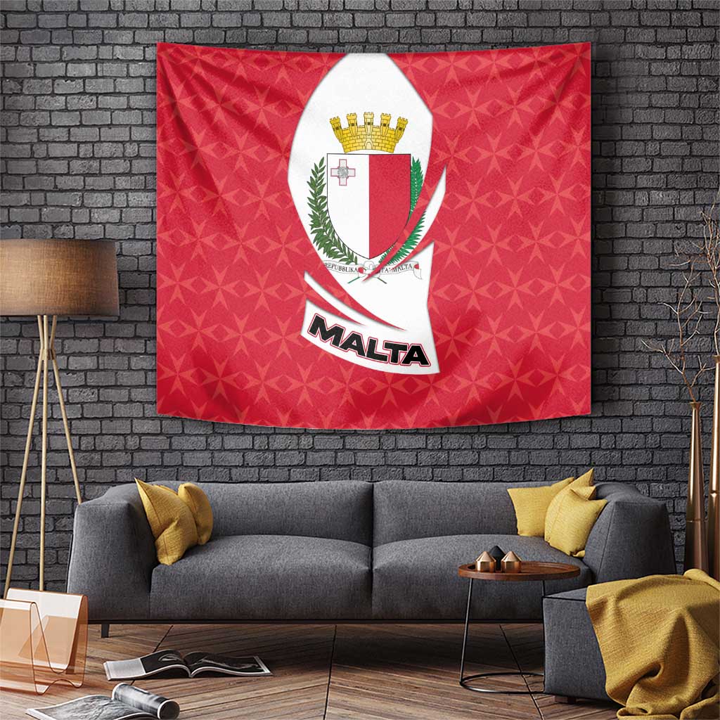Malta Tapestry with Red White Swirl Design - Wonder Print Shop