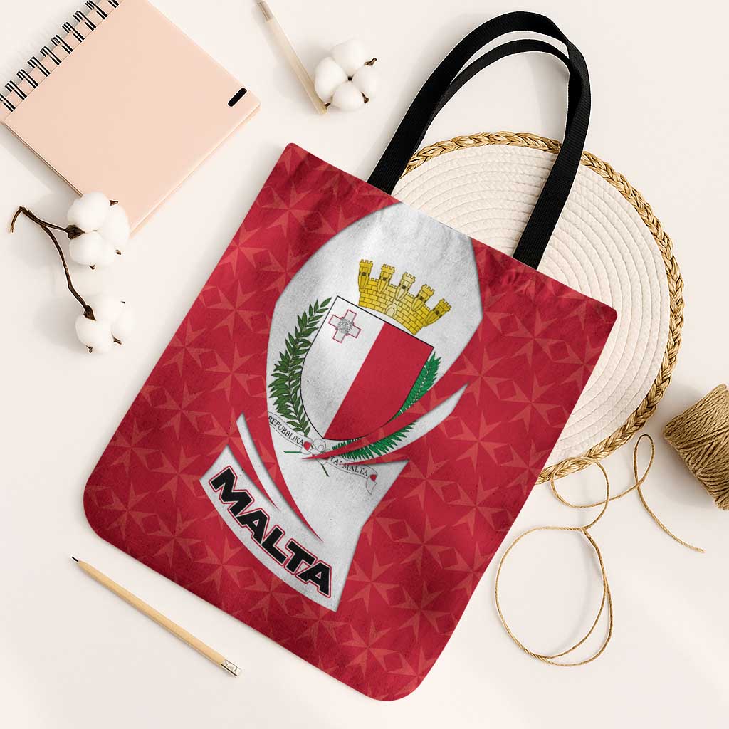 Malta Tote Bag with Red White Swirl Design - Wonder Print Shop
