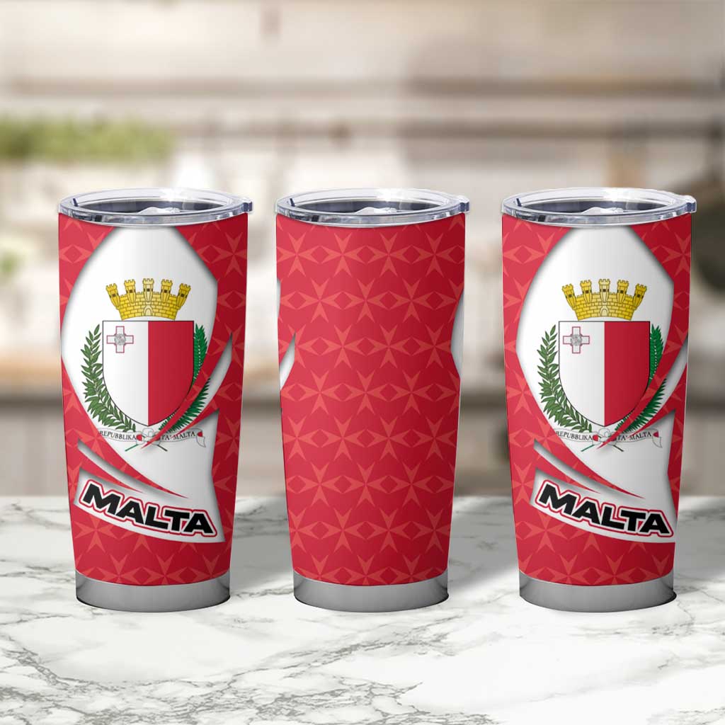 Malta Tumbler Cup with Red White Swirl Design - Wonder Print Shop