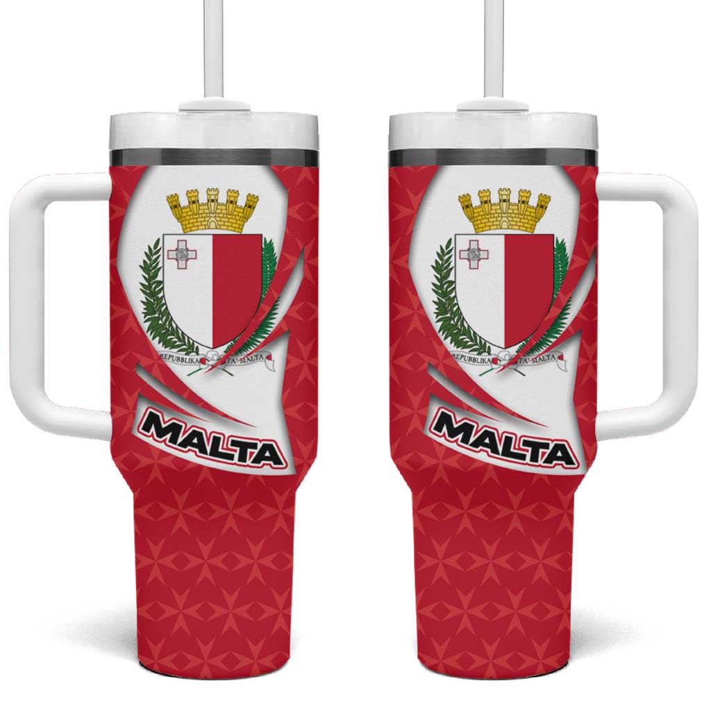 Malta Tumbler With Handle with Red White Swirl Design - Wonder Print Shop