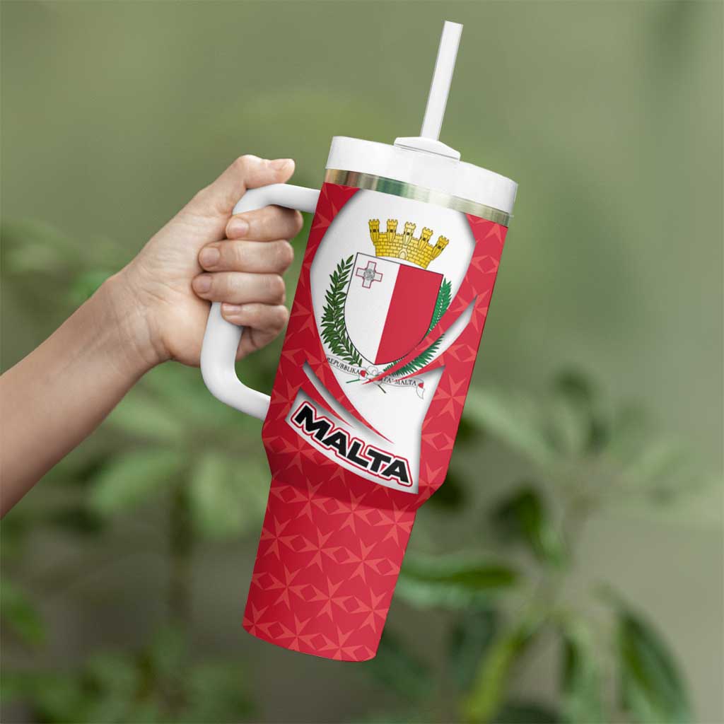 Malta Tumbler With Handle with Red White Swirl Design - Wonder Print Shop