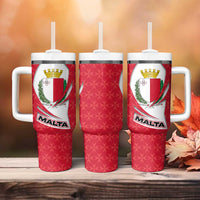 Malta Tumbler With Handle with Red White Swirl Design - Wonder Print Shop