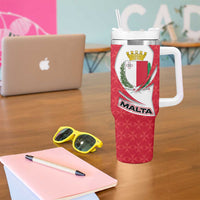 Malta Tumbler With Handle with Red White Swirl Design - Wonder Print Shop