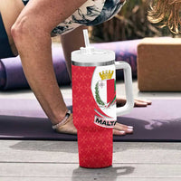 Malta Tumbler With Handle with Red White Swirl Design - Wonder Print Shop