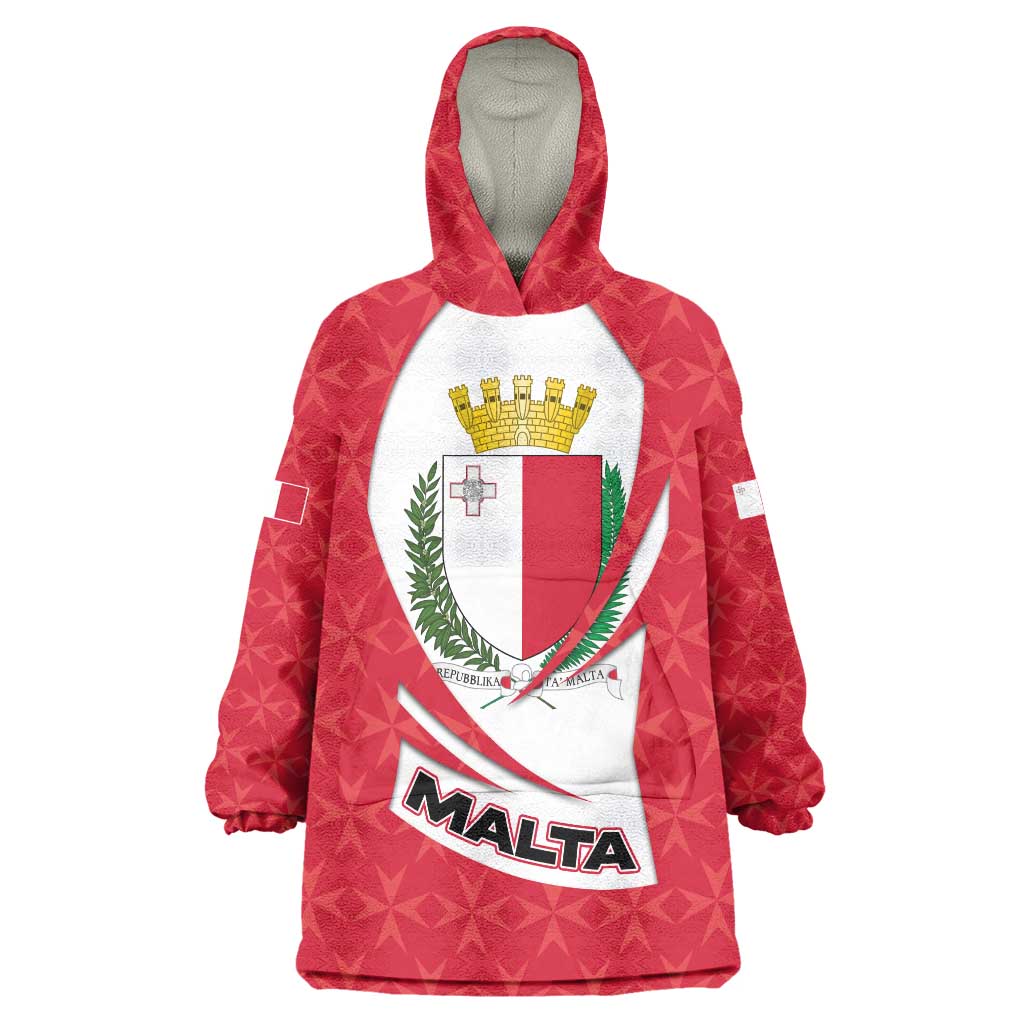 Malta Wearable Blanket Hoodie with Red White Swirl Design - Wonder Print Shop