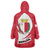 Malta Wearable Blanket Hoodie with Red White Swirl Design - Wonder Print Shop