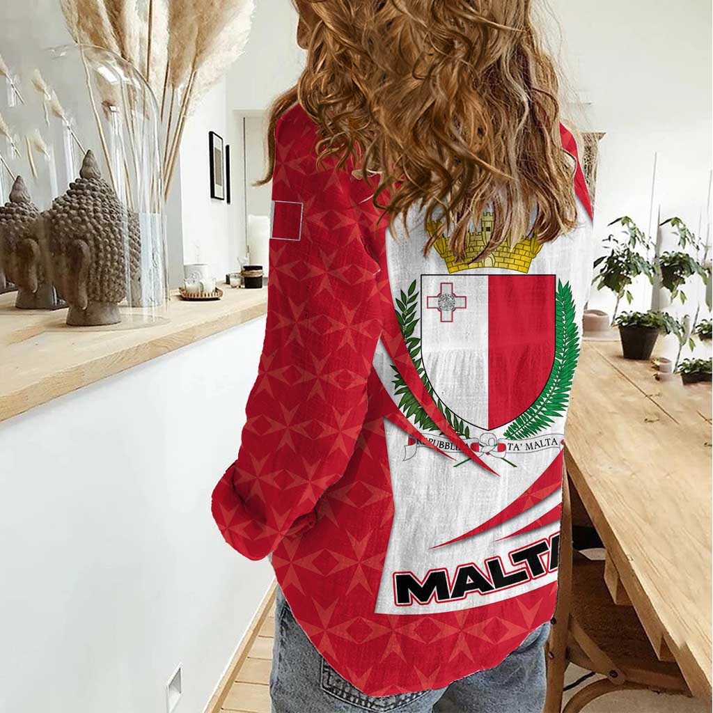 Malta Women Casual Shirt with Red White Swirl Design - Wonder Print Shop