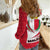 Malta Women Casual Shirt with Red White Swirl Design - Wonder Print Shop