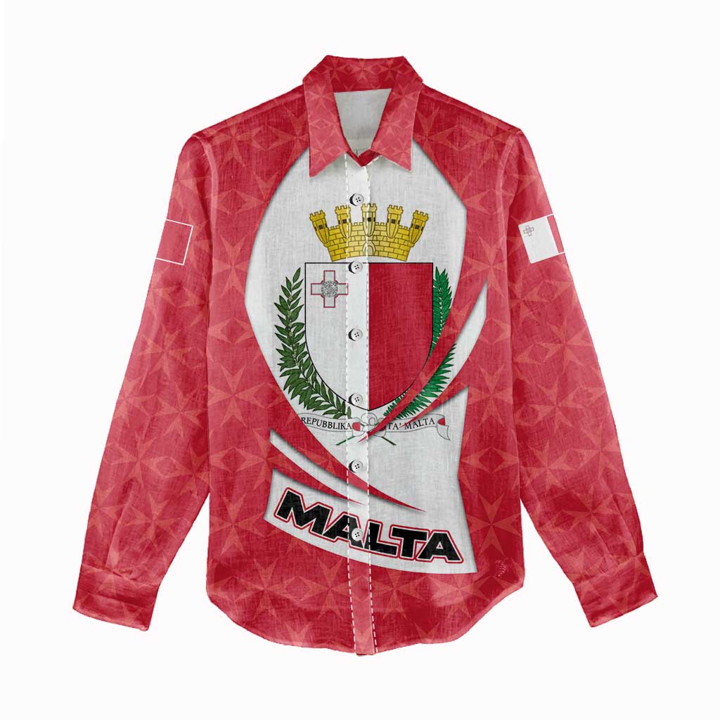 Malta Women Casual Shirt with Red White Swirl Design - Wonder Print Shop