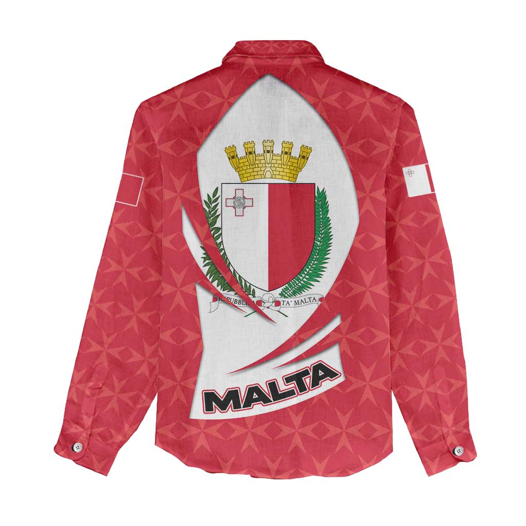 Malta Women Casual Shirt with Red White Swirl Design - Wonder Print Shop