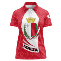 Malta Women Polo Shirt with Red White Swirl Design - Wonder Print Shop
