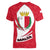 Malta Women V-Neck T-Shirt with Red White Swirl Design - Wonder Print Shop