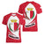 Malta Women V-Neck T-Shirt with Red White Swirl Design - Wonder Print Shop