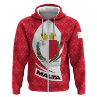 Malta Zip Hoodie with Red White Swirl Design - Wonder Print Shop