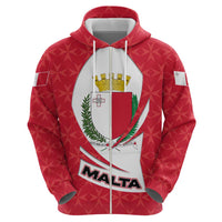 Malta Zip Hoodie with Red White Swirl Design - Wonder Print Shop