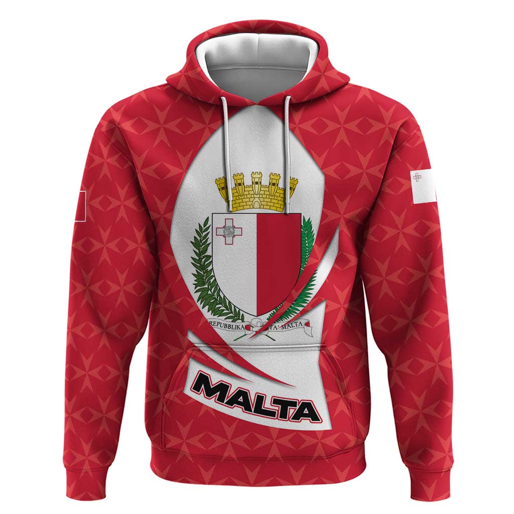 Malta Zip Hoodie with Red White Swirl Design - Wonder Print Shop