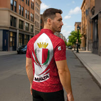 Malta Zipper Polo Shirt with Red White Swirl Design - Wonder Print Shop